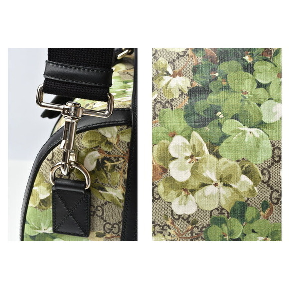 Gucci GG BLOOMS Supreme Canvas Boston Shoulder Bag Green Beige - Picture 5 of 12